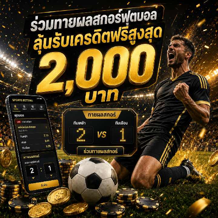 ทายผลสกอร์ฟุตบอล ลุ้นรับเครดิตฟรีสูงสุด 2,000 บาท